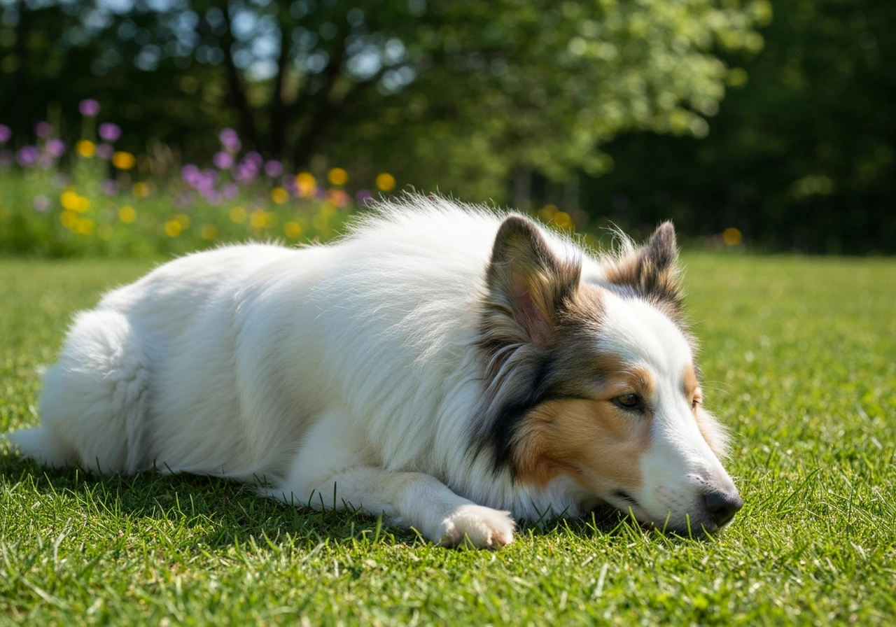 Berger Des Shetland resting during recovery