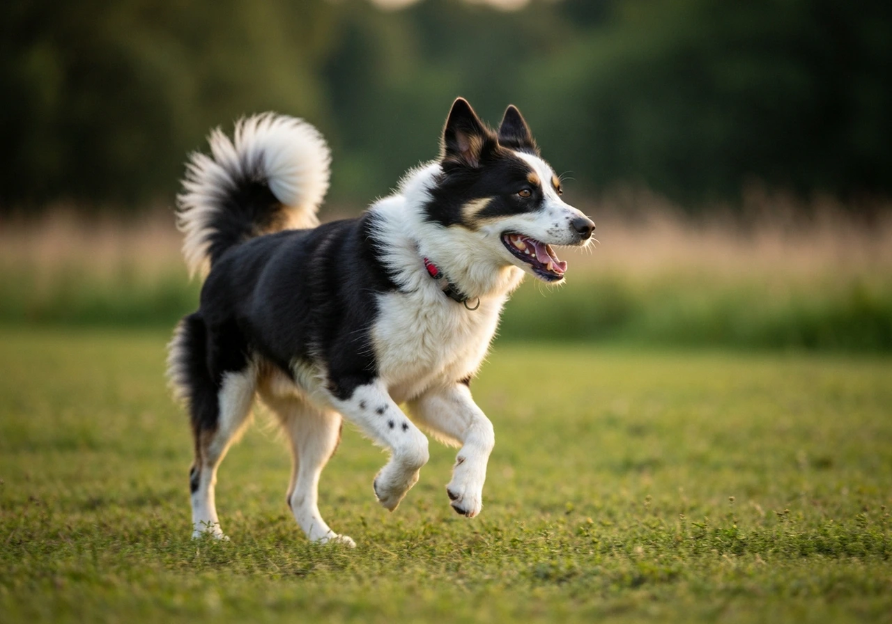 Rough Collie running outdoors